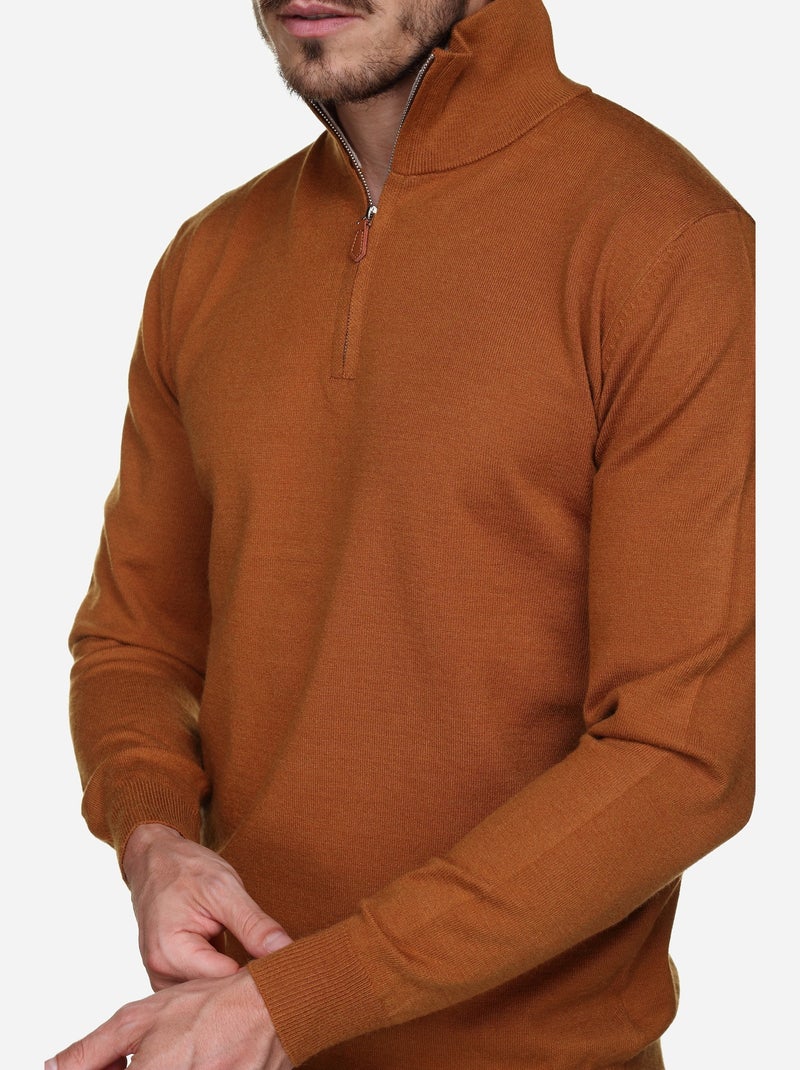 Pull col montant zippé Camel - Kiabi