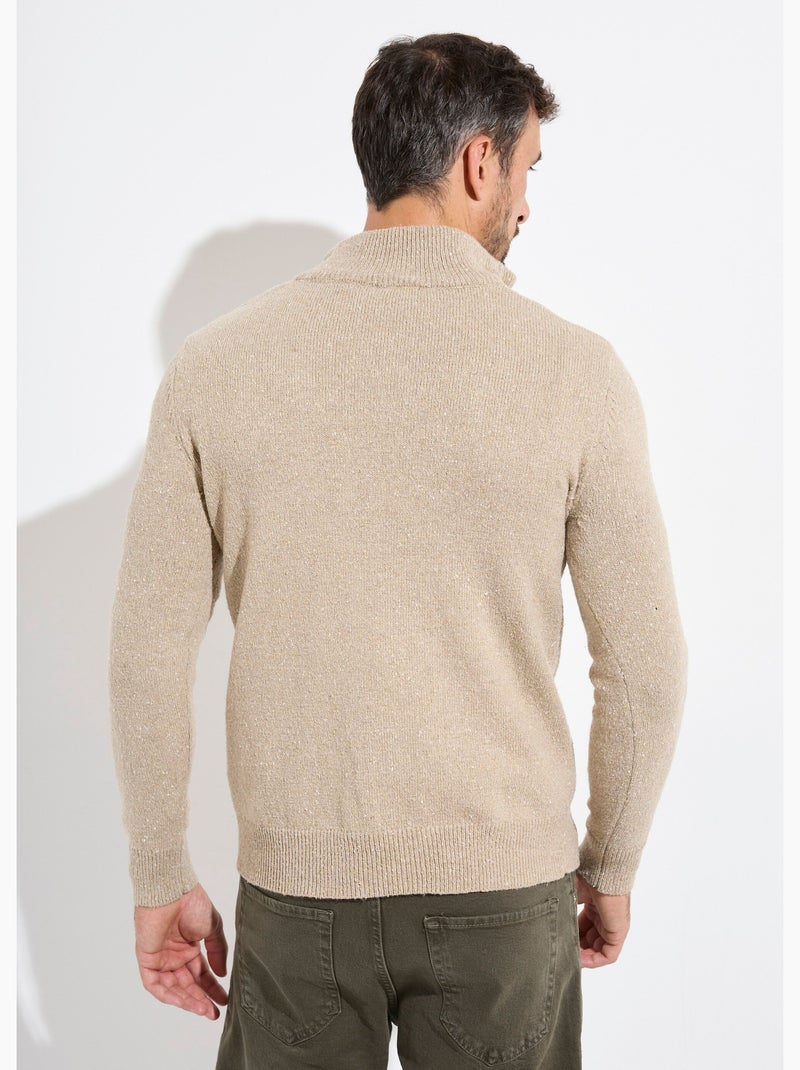 Pull col montant zippé, coupe ajustée - AFIBEL Beige - Kiabi
