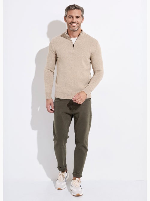 Pull col montant zippé, coupe ajustée - AFIBEL - Kiabi