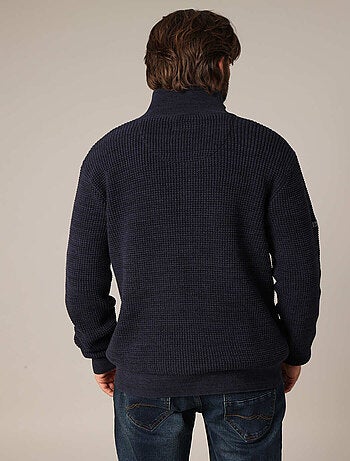 Pull col montant zippé en tricot texturé pour homme. 'Deeluxe'