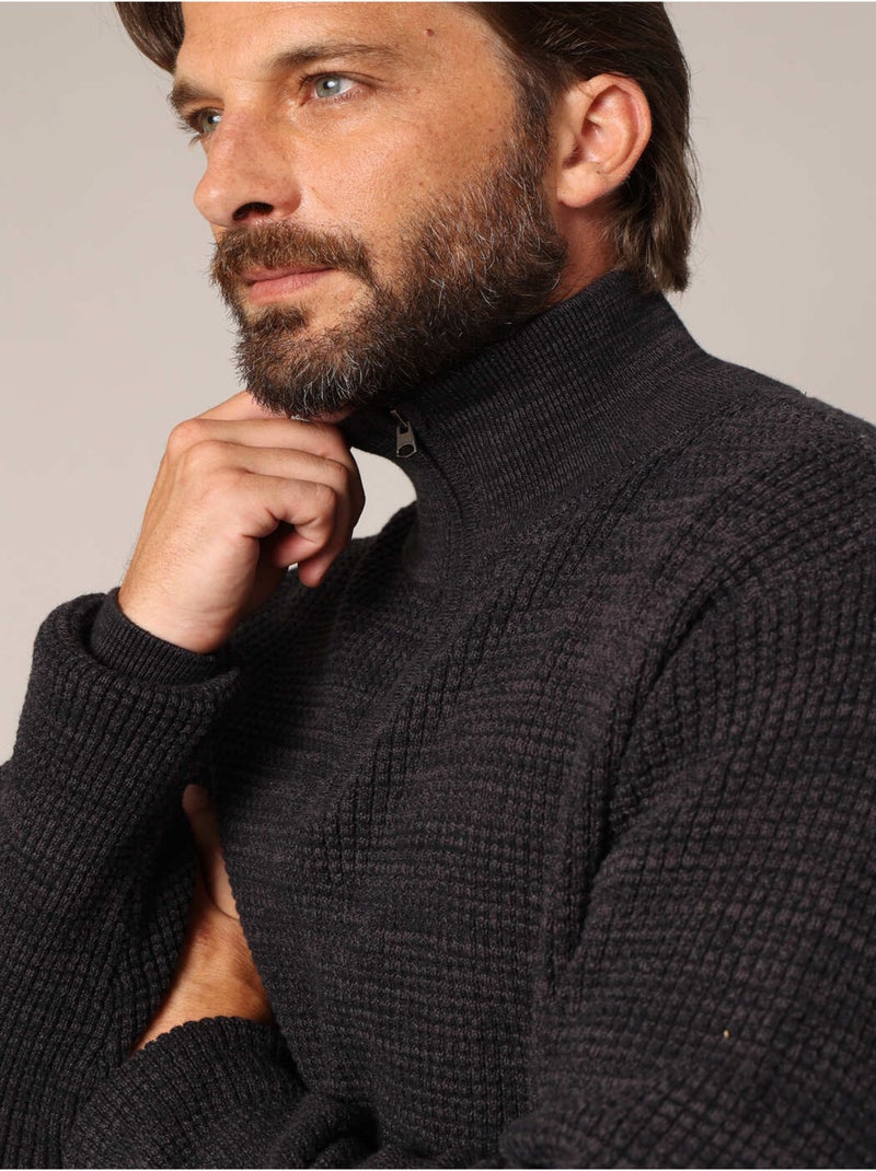 Pull Unisexe à Fermeture éclair Et Col Montant