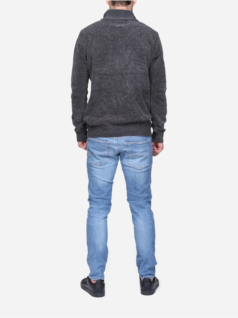 Pull col montant zippé Gris foncé - Kiabi