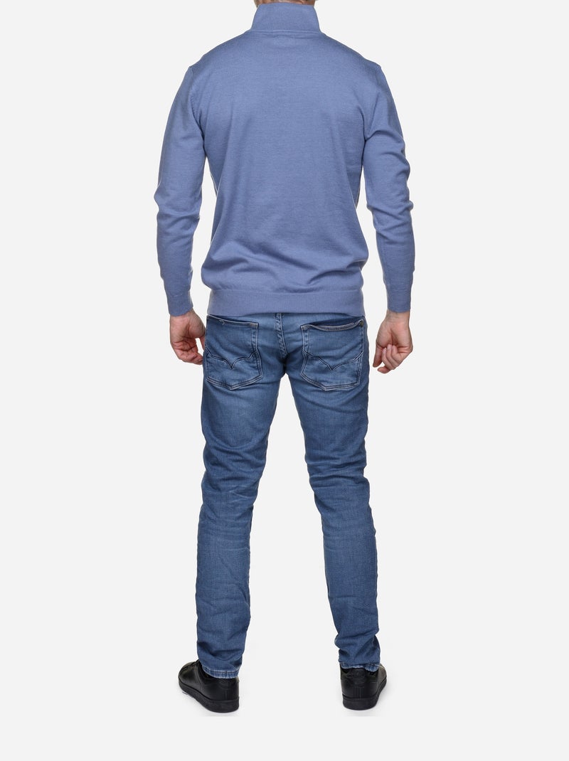 Pull col montant zippé Indigo - Kiabi