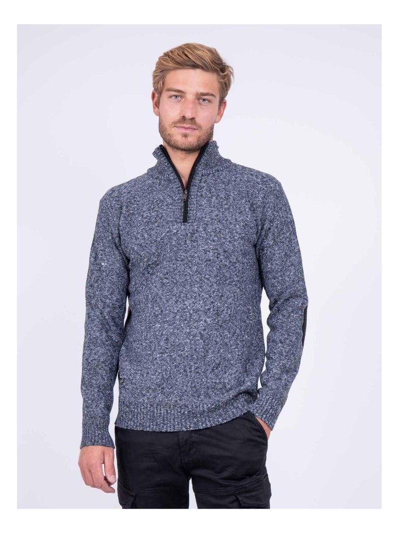 Pull col montant zippé LADERFI Gris foncé - Kiabi