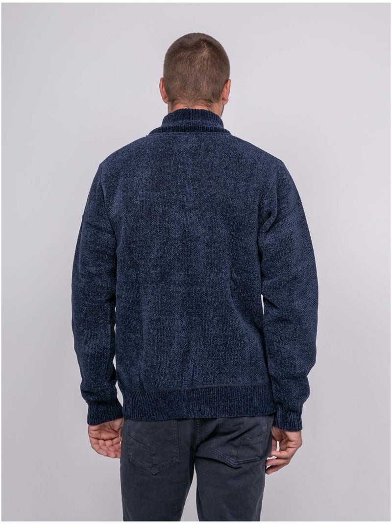 Pull col montant zippé LANGUR Bleu marine - Kiabi