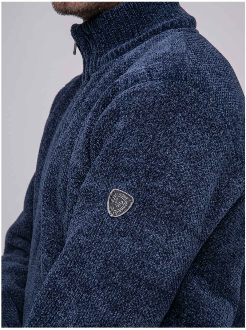 Pull col montant zippé LANGUR Bleu marine - Kiabi