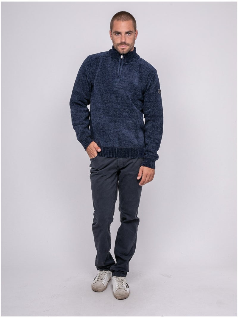 Pull col montant zippé LANGUR Bleu marine - Kiabi