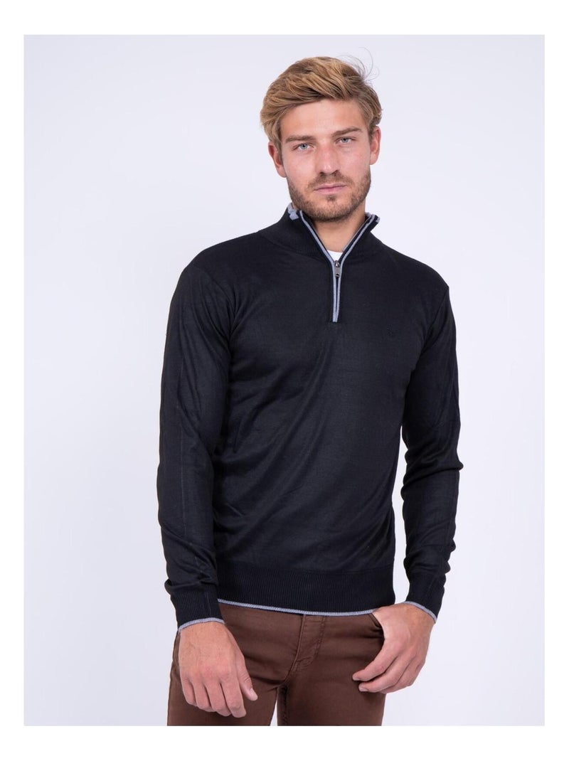 Pull col montant zippé LAOPAUL Noir - Kiabi