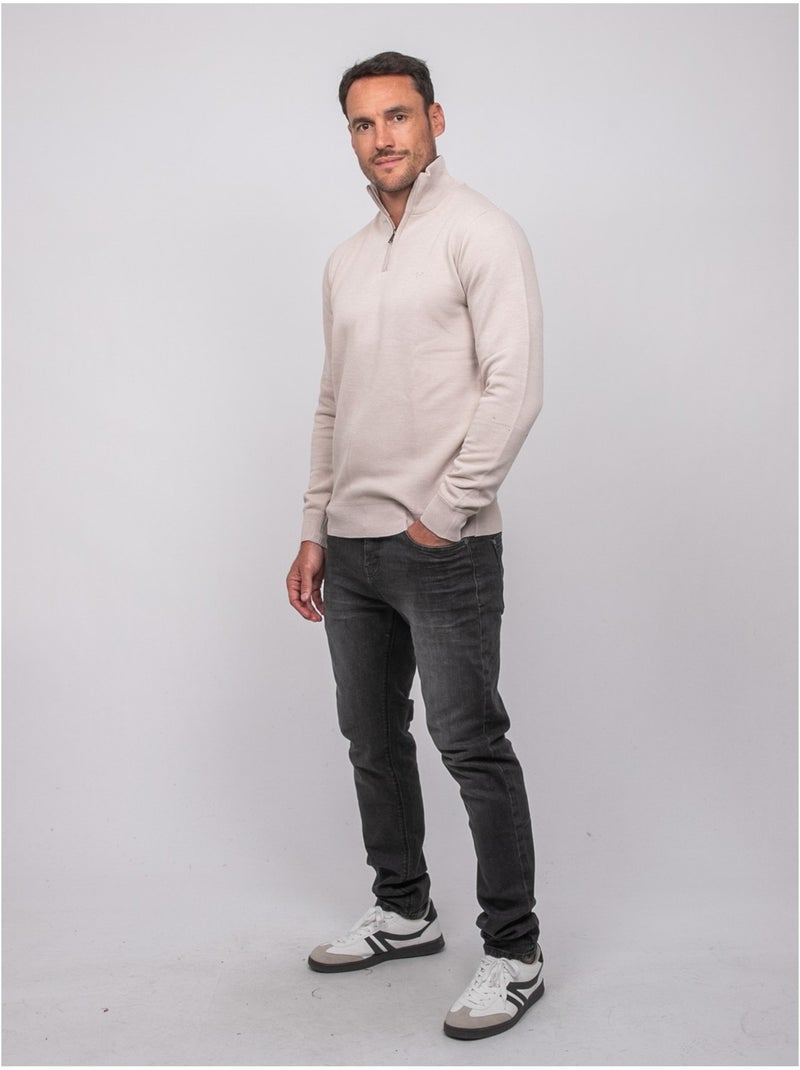 Pull col montant zippé larko Beige - Kiabi