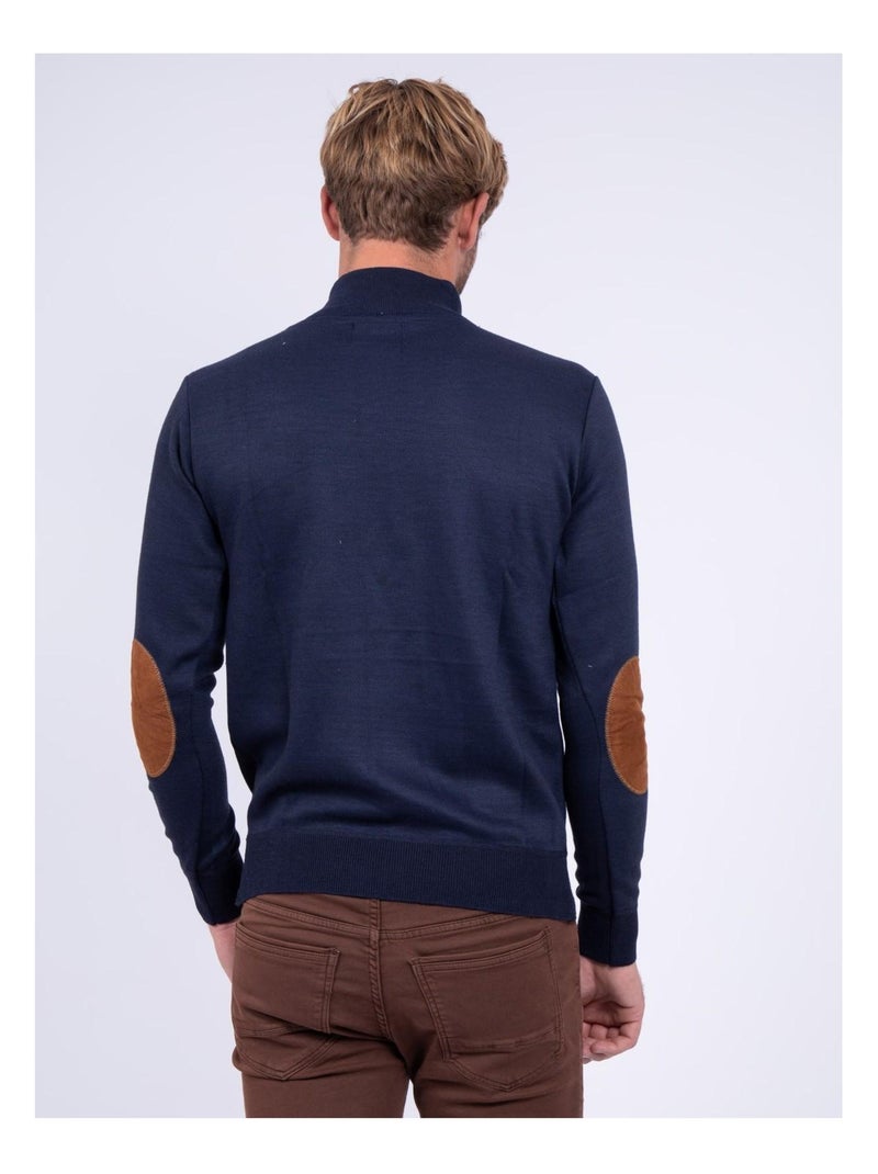 Pull col montant zippé LARKO Bleu marine - Kiabi