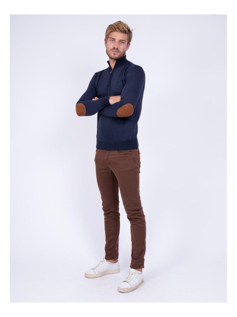 Pull col montant zippé LARKO Bleu marine - Kiabi