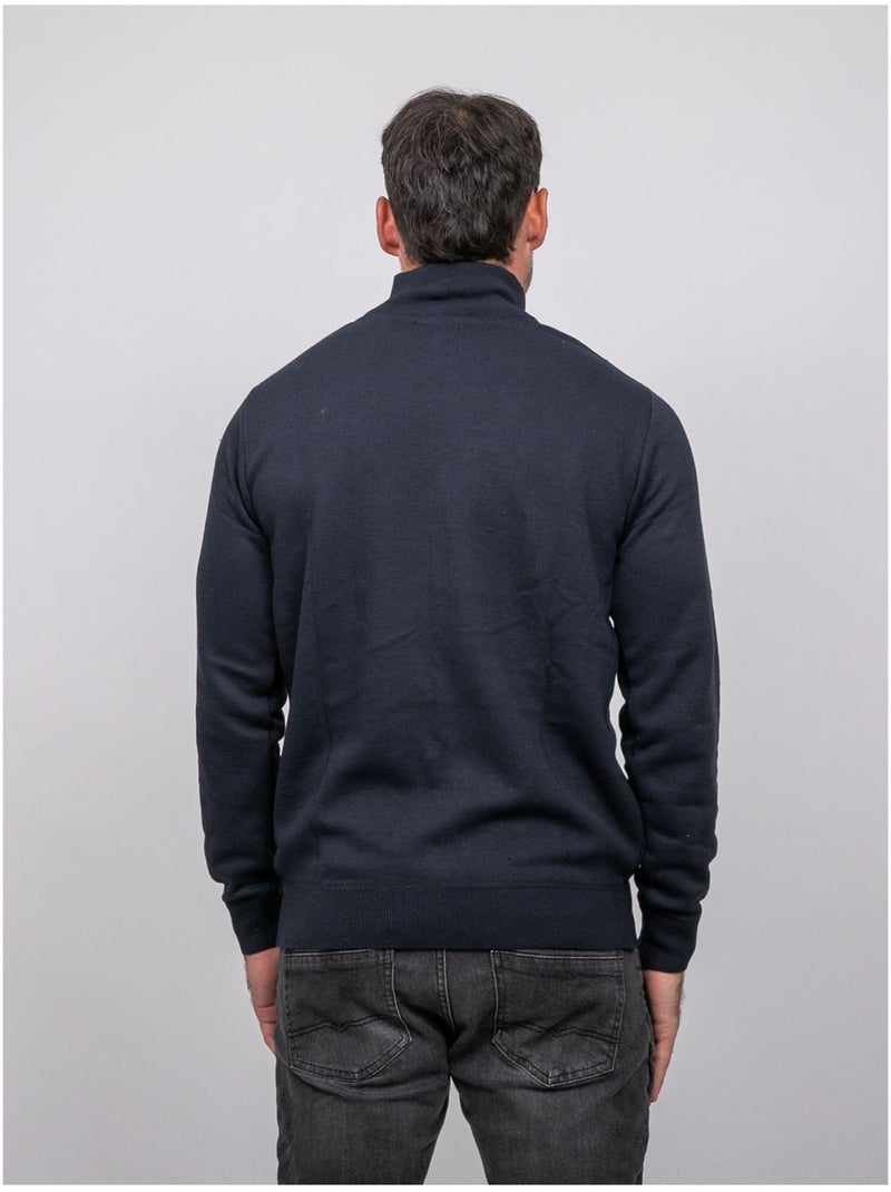 Pull col montant zippé larko Bleu marine - Kiabi