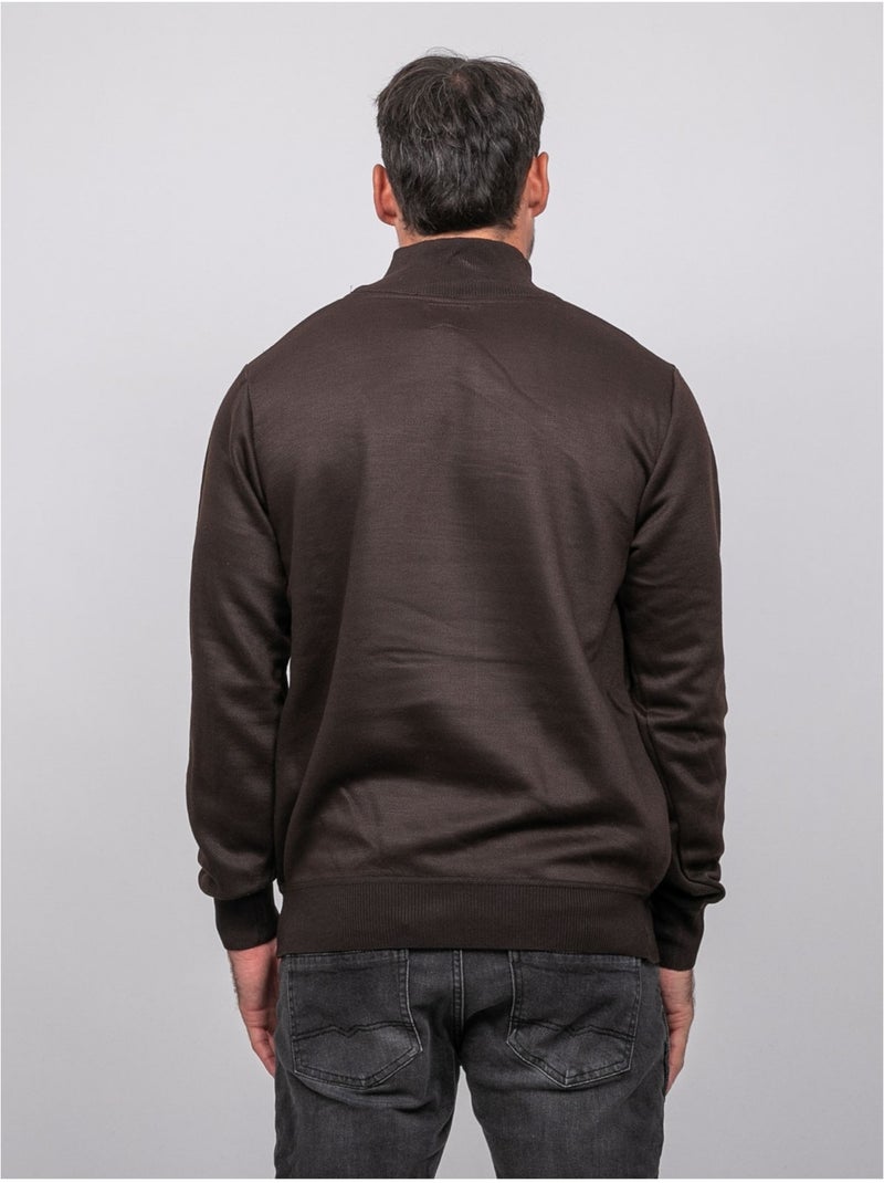 Pull col montant zippé larko Marron - Kiabi
