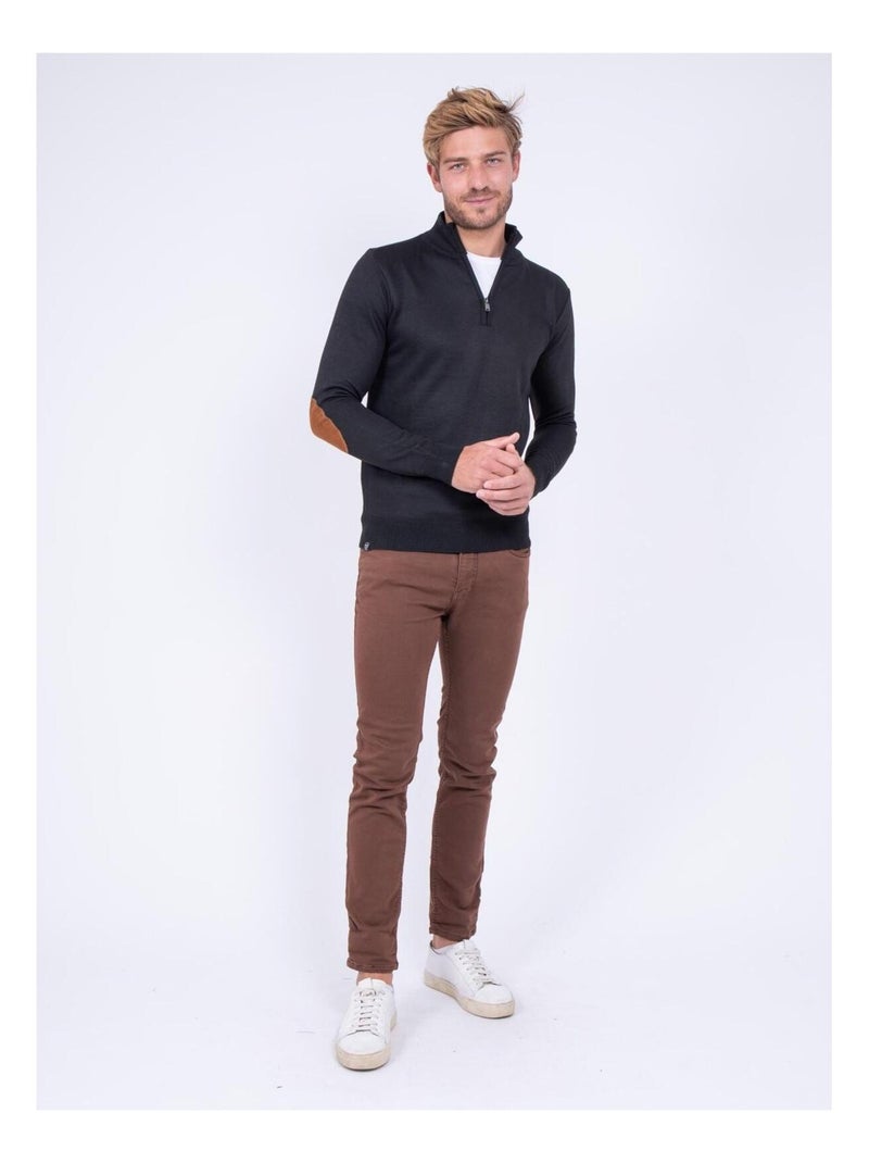 Pull col montant zippé LARKO Noir - Kiabi