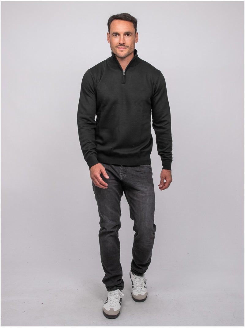 Pull col montant zippé larko Noir - Kiabi