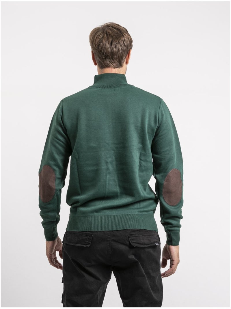 Pull col montant zippé LARKO Vert forêt - Kiabi