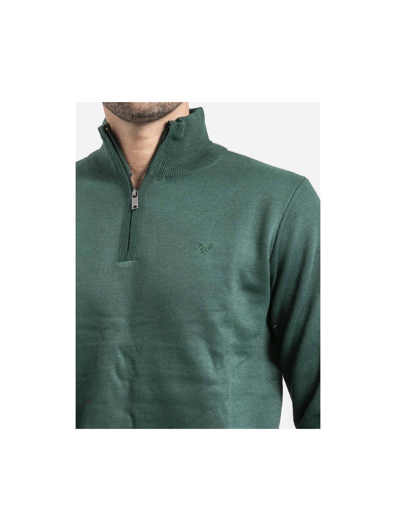 Pull col montant zippé LARKO Vert forêt - Kiabi