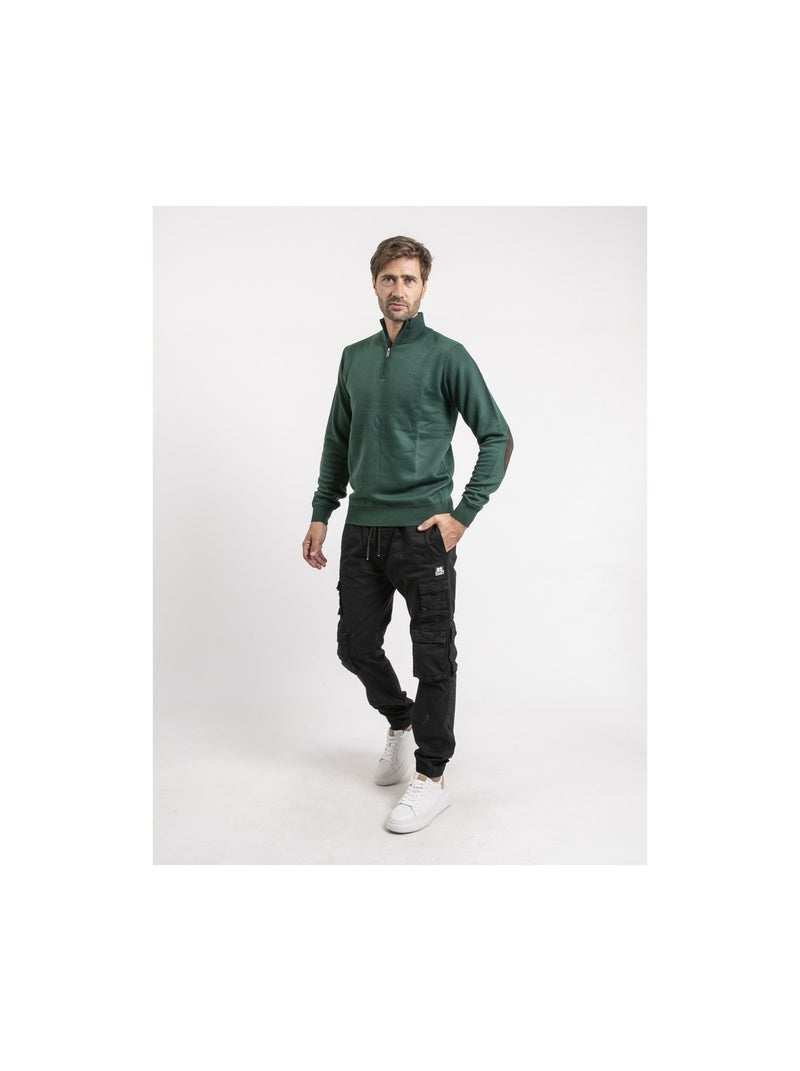 Pull col montant zippé LARKO Vert forêt - Kiabi