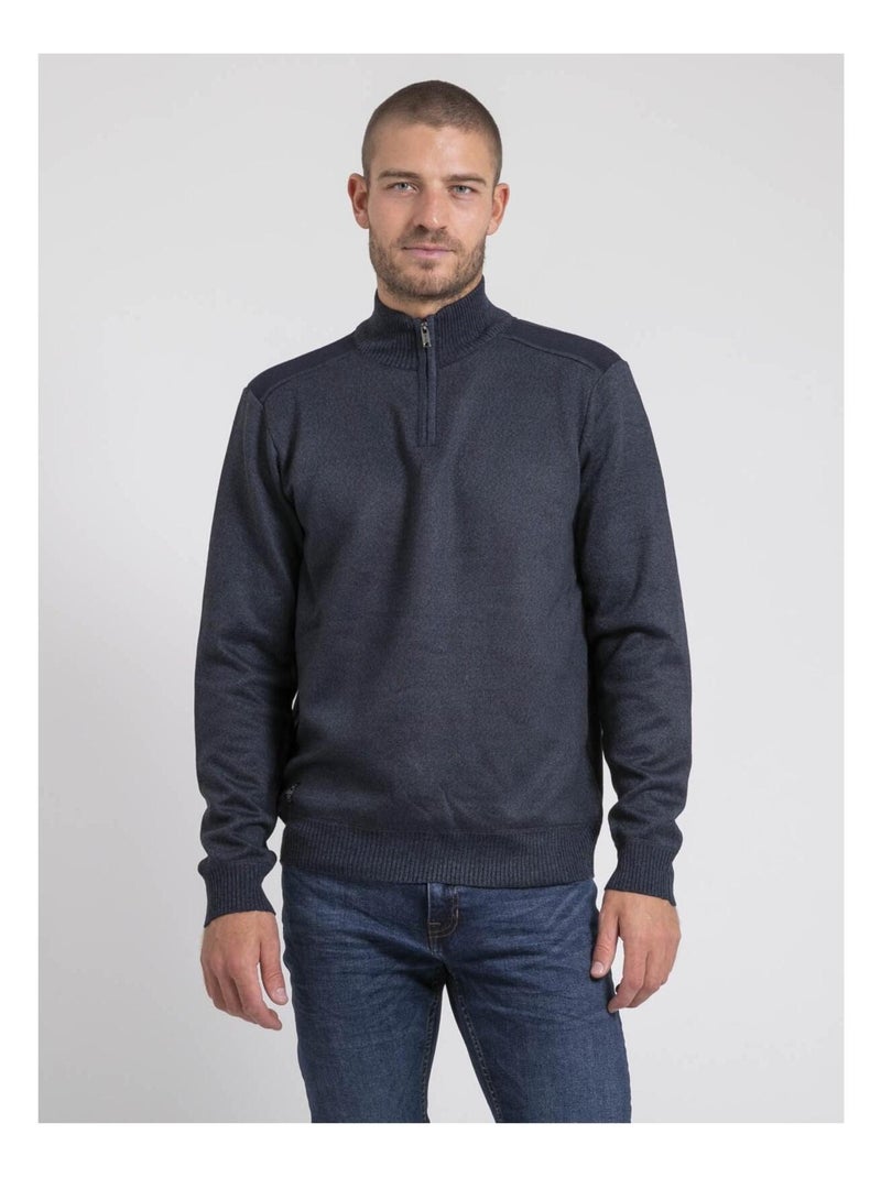 Pull col montant zippé LIMAXUS Bleu marine - Kiabi