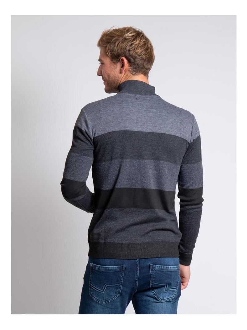 Pull col montant zippé LOSIBIL Gris foncé - Kiabi
