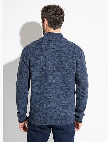Pull col montant zippé maille chinée laine - Afibel