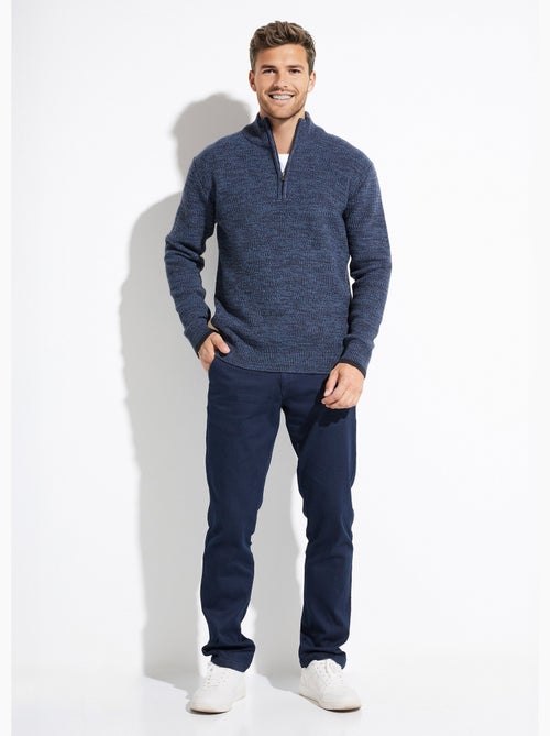 Pull col montant zippé maille chinée laine - Afibel - Kiabi