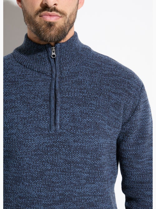 Pull col montant zippé maille chinée laine - Afibel - Kiabi