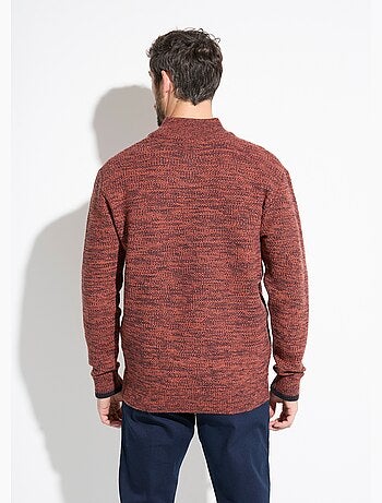Pull col montant zippé maille chinée laine - Afibel