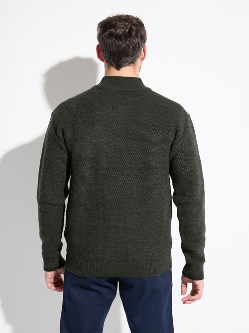 Pull col montant zippé maille chinée laine - Afibel - Kiabi