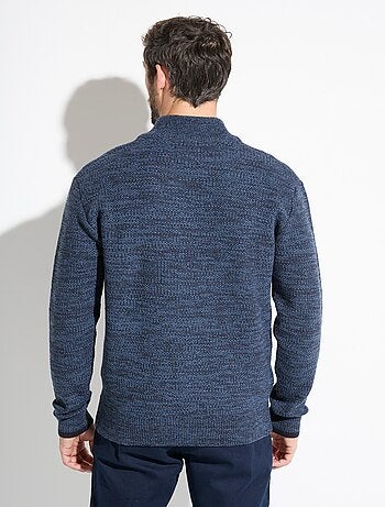 Pull col montant zippé maille chinée laine
