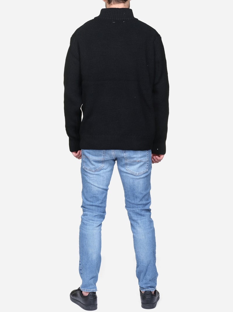 Pull col montant zippé Noir - Kiabi