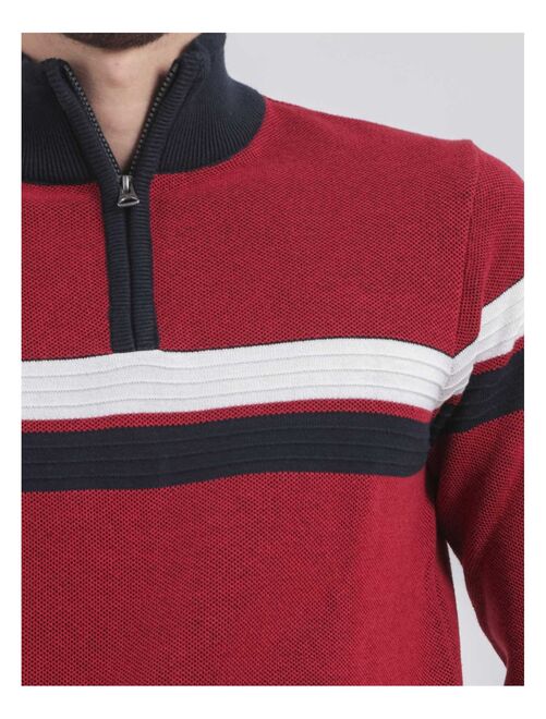 Pull col zippé pour homme 100% coton gris