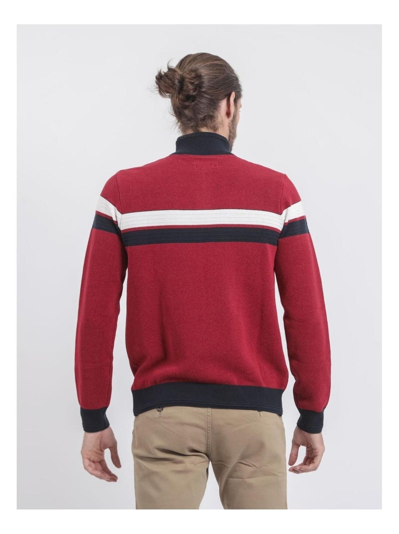 Pull col montant zippé pur coton LODJEFF Rouge - Kiabi