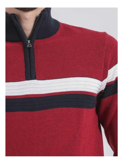 Pull col montant zippé pur coton LODJEFF - Kiabi