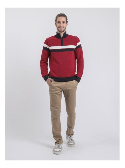 Pull col montant zippé pur coton LODJEFF - Kiabi