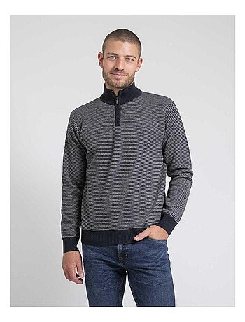 Pull col montant zippé rayures LIMEROU