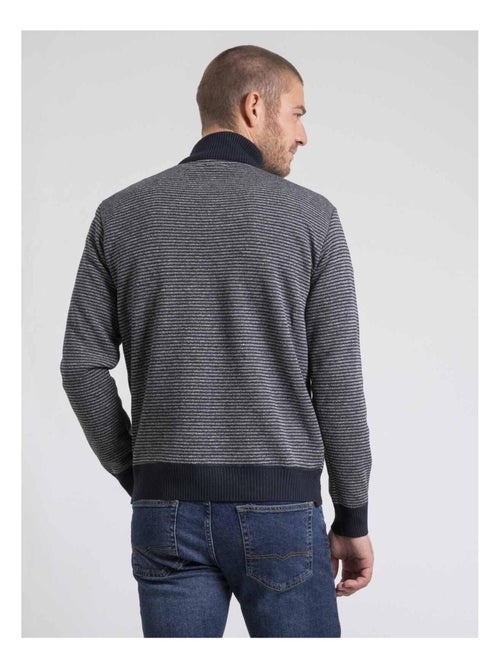 Pull col montant zippé rayures LIMEROU - Kiabi
