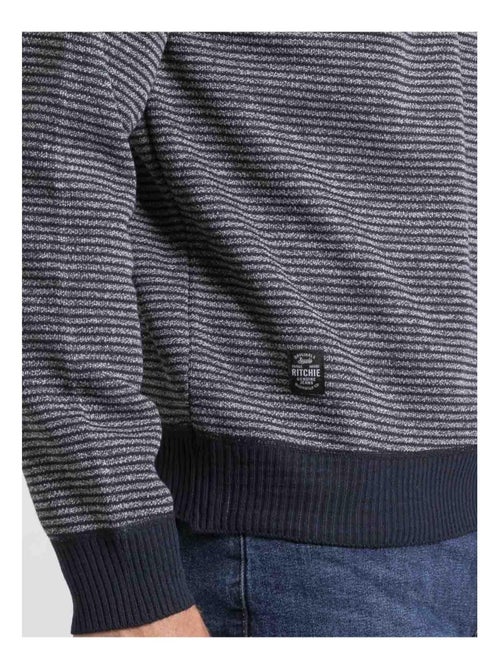 Pull col montant zippé rayures LIMEROU - Kiabi