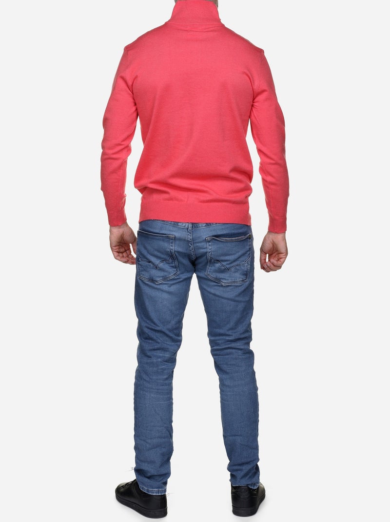 Pull col montant zippé Rouge - Kiabi