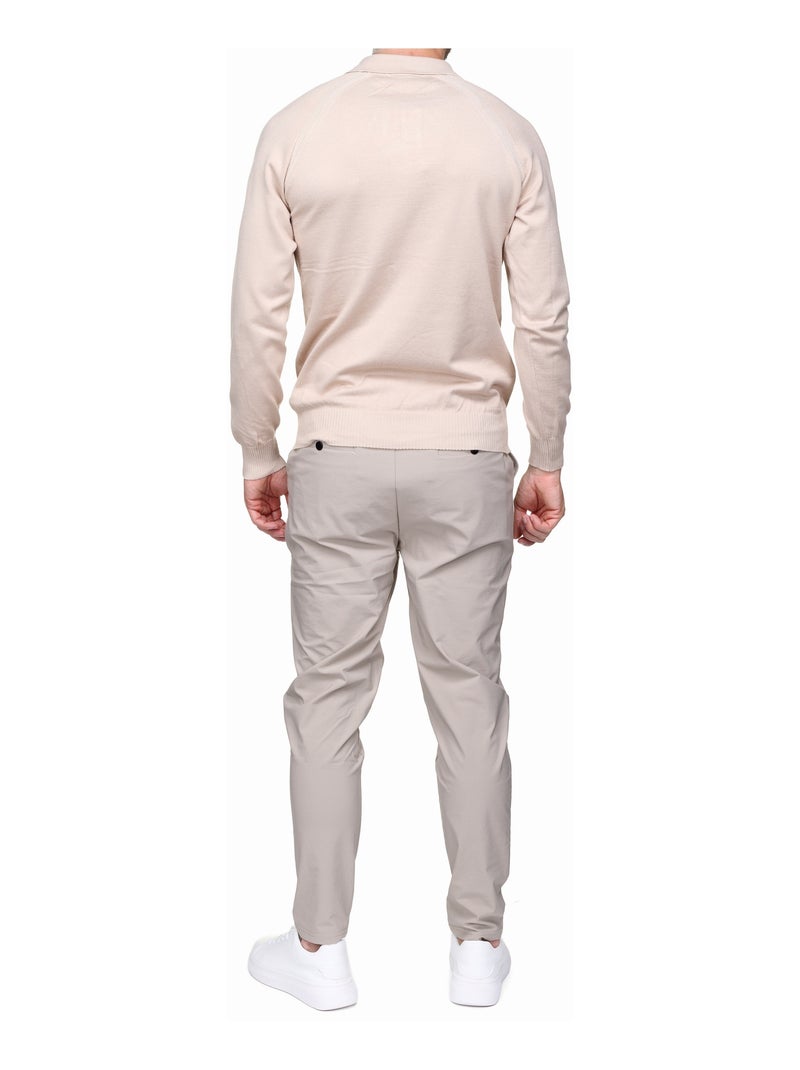 Pull col polo - Frilivin Crème - Kiabi