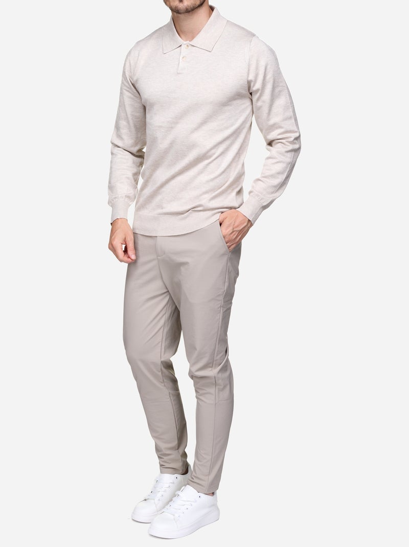 Pull col polo - Frilivin Crème - Kiabi