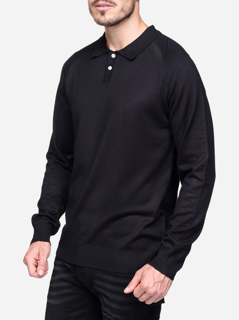 Pull col polo - Frilivin Noir - Kiabi