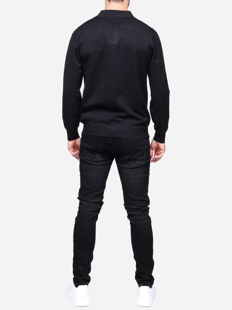 Pull col polo - Frilivin Noir - Kiabi