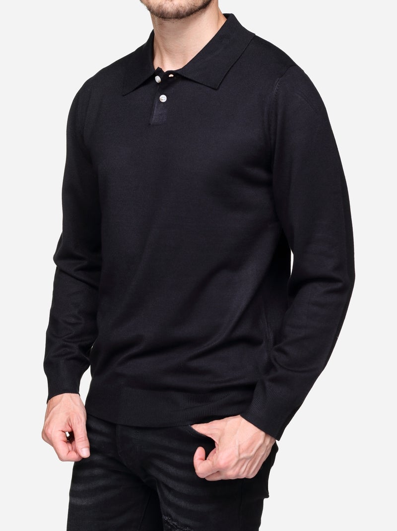 Pull col polo - Frilivin Noir - Kiabi