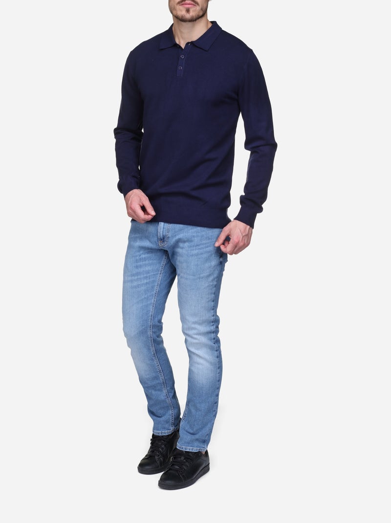 Pull col polo - Kenzarro Bleu foncé - Kiabi