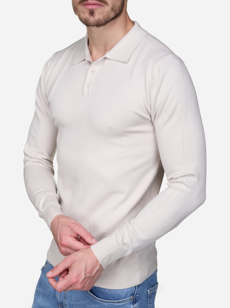 Pull col polo - Kenzarro Crème - Kiabi