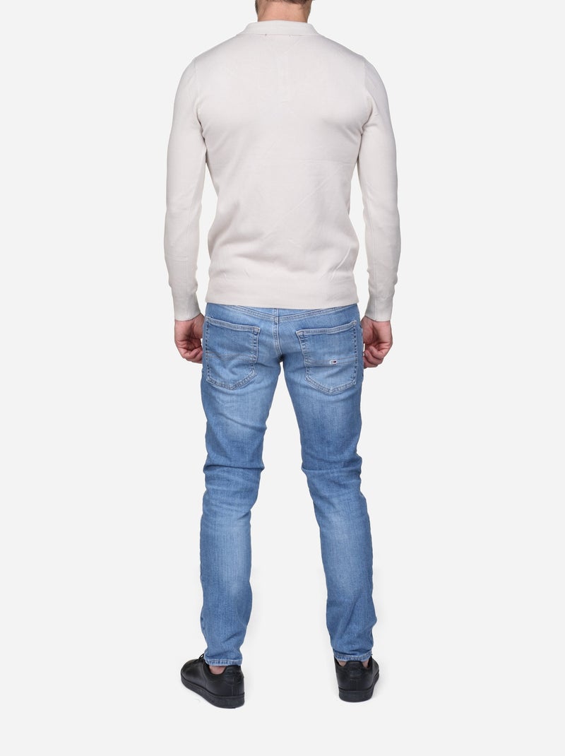 Pull col polo - Kenzarro Crème - Kiabi