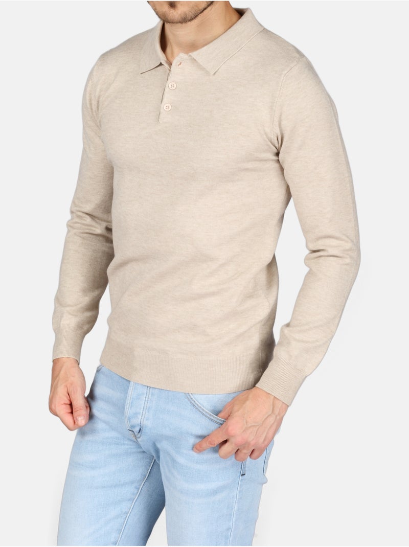 Pull col polo - Kenzarro Crème - Kiabi