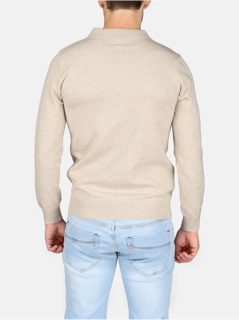 Pull col polo - Kenzarro Crème - Kiabi
