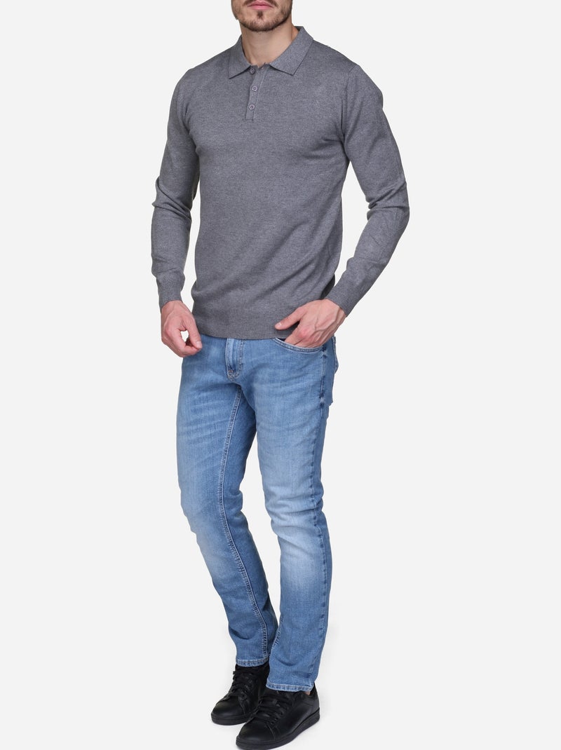 Pull col polo - Kenzarro Gris clair - Kiabi